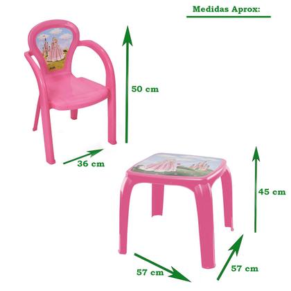 Imagem de Kit Mesa Mesinha Com 2 Cadeiras Infantil Desenho Decorada Resistente Brincar Estudar