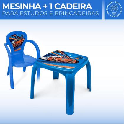 Imagem de Kit Mesa Mesinha e 1 Cadeira Infantil Educativa Resistente Brincar Estudar