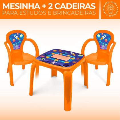 Imagem de Kit Mesa Mesinha e 2 Cadeira Infantil Educativa Resistente Brincar Estudar