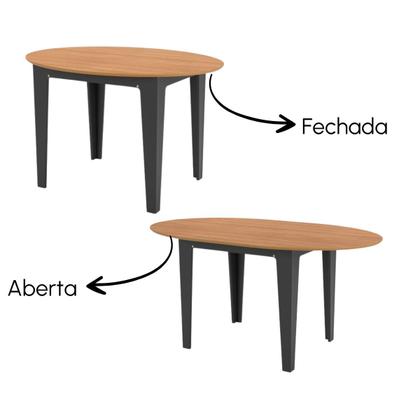 Imagem de Kit Mesa Oval Extensível MDF com 4 Cadeiras Encosto com Tela Césare Dalla Costa