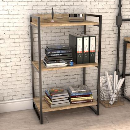 Imagem de Kit Mesa Para Escritório com Estante Office Estilo Industrial Form 150 cm Carvalho - Lyam Decor