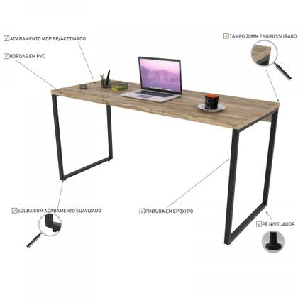 Imagem de Kit Mesa Para Escritório com Estante Office Estilo Industrial Form 150 cm Carvalho - Lyam Decor
