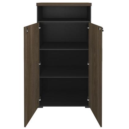 Imagem de Kit Mesa Para Escritório Reunião 204x90cm Com Armário Atria Executiva A02 Preto - Lyam Decor