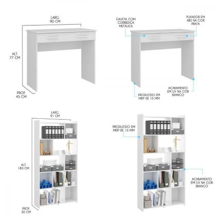 Imagem de Kit Mesa Penteadeira Com Estante Nicho Branco Branco