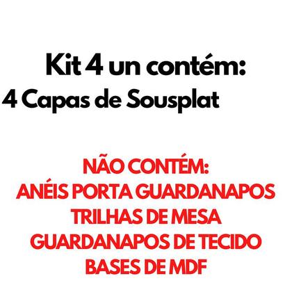 Imagem de Kit Mesa Posta 04 Capas de Sousplat Em Tecido Xadrez Preto