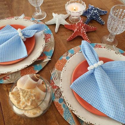 Imagem de Kit Mesa Posta 08 Capas de Sousplat 08 Guardanapos de tecido 40x40cm 08 Anéis Argola Porta Guardanapo