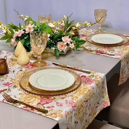 Imagem de Kit Mesa Posta Completo Varias Cores Rose Com Trilho Caminho De Mesa