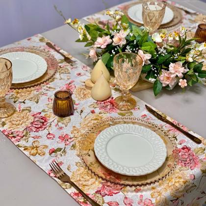 Imagem de Kit Mesa Posta Completo Varias Cores Rose Com Trilho Caminho De Mesa