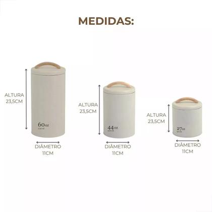 Imagem de Kit Mesa Posta - Sense 3 Potes + Bamdeja E Porta Pão - Bege