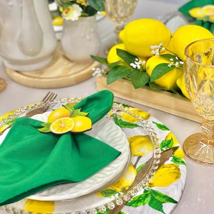 Imagem de Kit Mesa Posta Sousplat Completo com Guardanapos e Pg Limão Siciliano