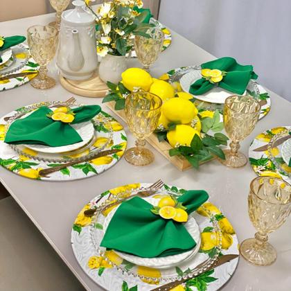 Imagem de Kit Mesa Posta Sousplat Completo com Guardanapos e Pg Limão Siciliano