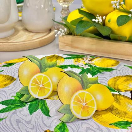 Imagem de Kit Mesa Posta Sousplat Completo com Guardanapos e Pg Limão Siciliano