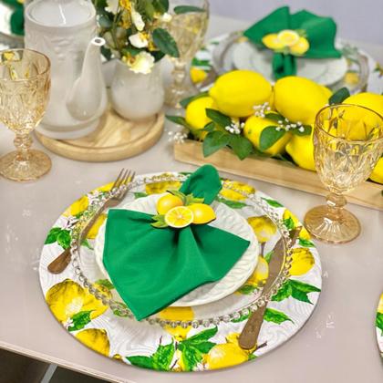 Imagem de Kit Mesa Posta Sousplat Completo com Guardanapos e Pg Limão Siciliano