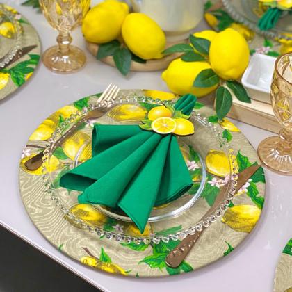 Imagem de Kit Mesa Posta Sousplat Completo com Guardanapos e Pg Limão Siciliano