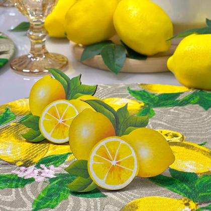 Imagem de Kit Mesa Posta Sousplat Completo com Guardanapos e Pg Limão Siciliano