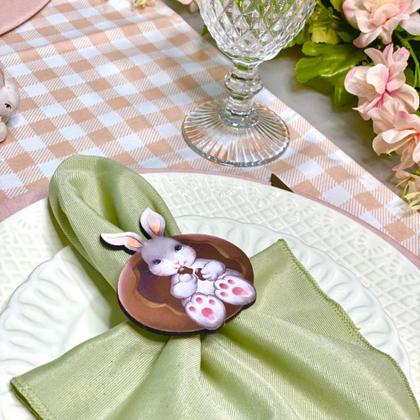 Imagem de Kit Mesa Posta Sousplat Completo Com Trilho de mesa Para Páscoa Colorido Coelhinho