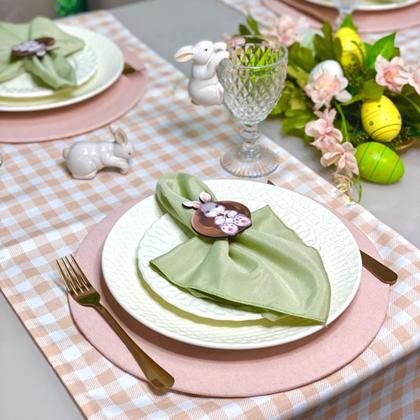 Imagem de Kit Mesa Posta Sousplat Completo Com Trilho de mesa Para Páscoa Colorido Coelhinho