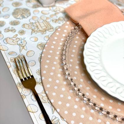 Imagem de Kit Mesa Posta Sousplat Completo Com Trilho de mesa Para Páscoa Colorido Coelhinho