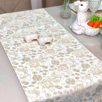 Imagem de Kit Mesa Posta Sousplat Completo Com Trilho de mesa Para Páscoa Colorido Coelhinho