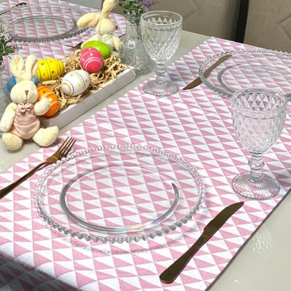 Imagem de Kit Mesa Posta Sousplat Completo Com Trilho de mesa Para Páscoa Colorido Coelhinho