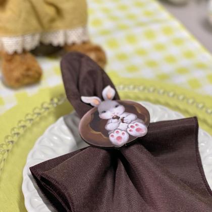 Imagem de Kit Mesa Posta Sousplat Completo Com Trilho de mesa Para Páscoa Colorido Coelhinho