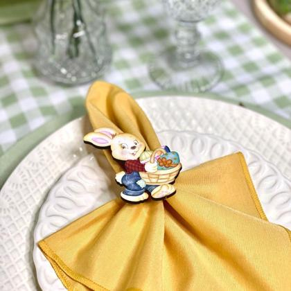Imagem de Kit Mesa Posta Sousplat Completo Com Trilho de mesa Para Páscoa Colorido Coelhinho
