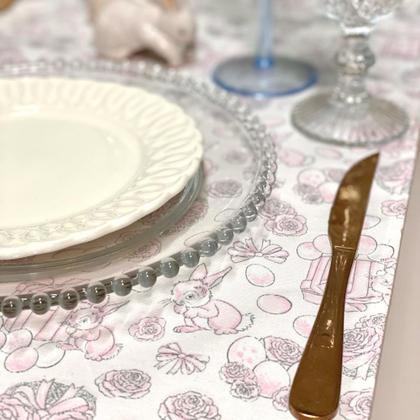 Imagem de Kit Mesa Posta Sousplat Completo Com Trilho de mesa Para Páscoa Colorido Coelhinho