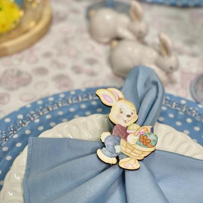 Imagem de Kit Mesa Posta Sousplat Completo Com Trilho de mesa Para Páscoa Colorido Coelhinho