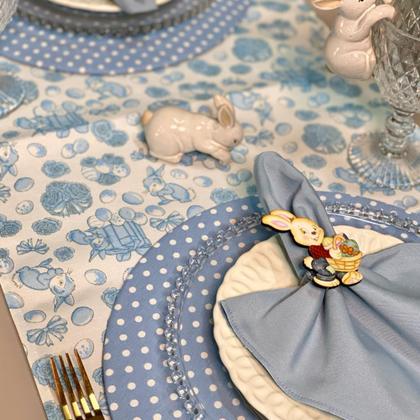 Imagem de Kit Mesa Posta Sousplat Completo Com Trilho de mesa Para Páscoa Colorido Coelhinho