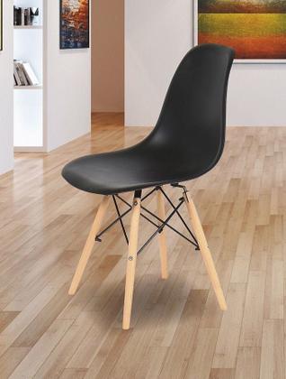 Imagem de Kit Mesa Preta Quadrada 80cm com 4 Cadeiras Eiffel