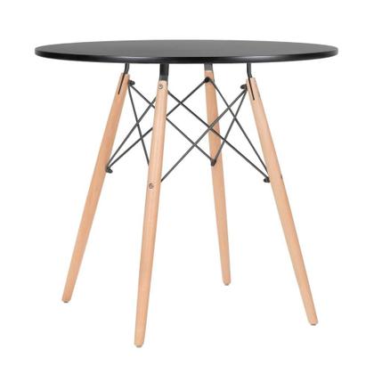 Imagem de KIT - Mesa redonda Eames 80 cm preto + 3 cadeiras estofadas Eiffel Botonê