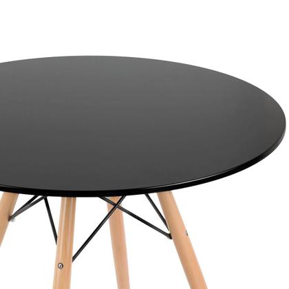 Imagem de KIT - Mesa redonda Eames 80 cm preto + 4 cadeiras estofadas Eiffel Botonê