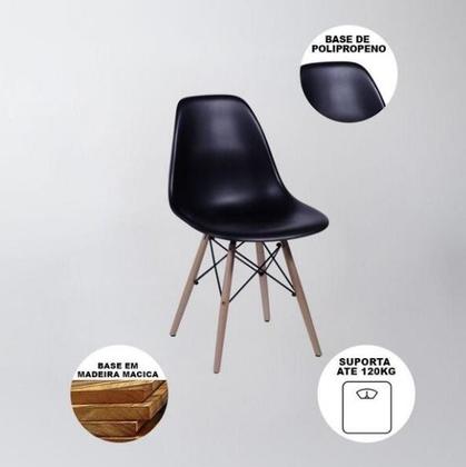 Imagem de Kit Mesa Redonda Eames 80cm Preto + 4 Cadeiras Eiffel DSW Sofisticação e Conforto para Seu Ambiente