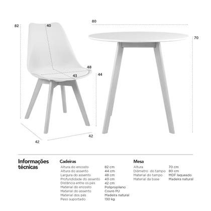 Imagem de KIT - Mesa redonda Leda 80 cm + 2 cadeiras estofadas Leda