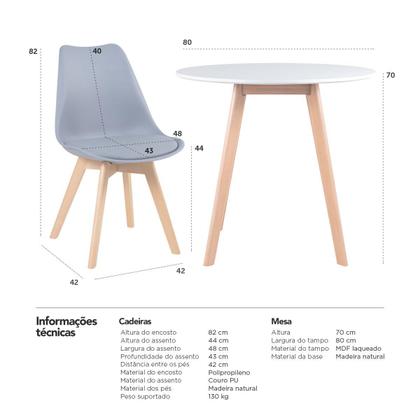 Imagem de KIT - Mesa redonda Leda 80 cm + 3 cadeiras estofadas Leda
