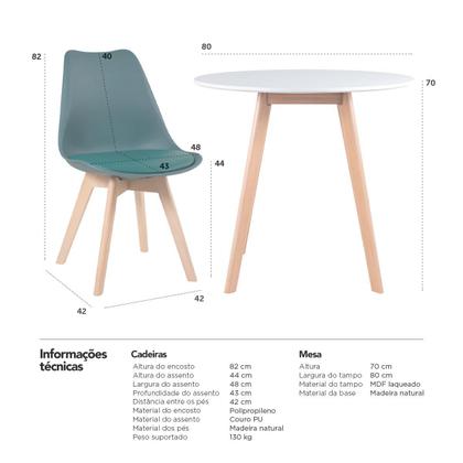 Imagem de KIT - Mesa redonda Leda 80 cm + 3 cadeiras estofadas Leda
