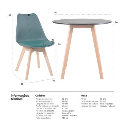 Imagem de KIT - Mesa redonda Leda 80 cm + 3 cadeiras estofadas Leda
