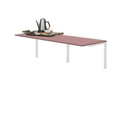 Imagem de Kit Mesa Suspensa de Parede Fixa MDF Rosa + 2 Banquetas Lexi Ferro Branco Sintético Vermelho - Ahazzo Móveis