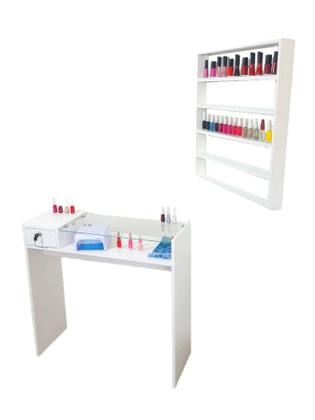 Imagem de Kit Mesa Tampo em Vidro + Esmalteiro Pequeno
