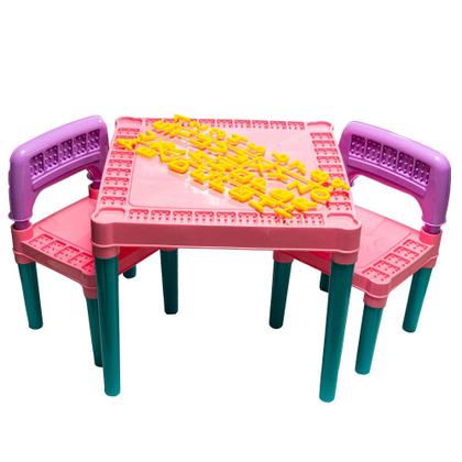 Imagem de Kit Mesinha Infantil 2 Cadeira + Fantasia Princesa Fada Rosa