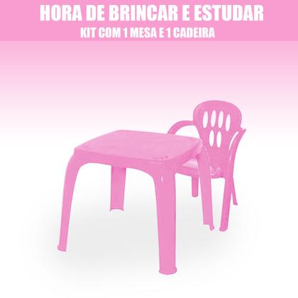 Imagem de Kit Mesinha + Uma Cadeira Infantil Decorada P/ Atividades