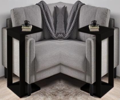 Imagem de Kit Mesinhas Madeira Canto De Sofá Cama Apoio Prato Notebook