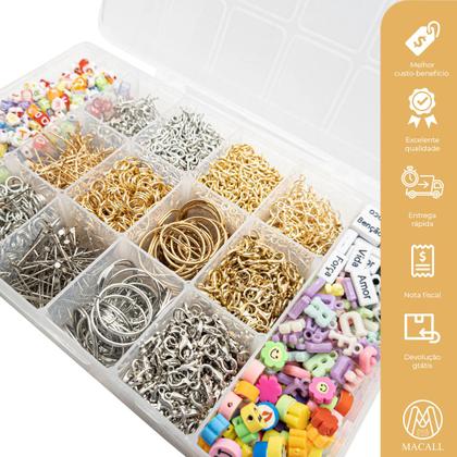 Imagem de Kit Miçanga Iniciante Alicate Bijuteria Pulseira 2300pçs + Caixa