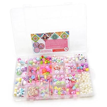 Imagem de Kit Miçanga P/ Pulseira Colar Infantil 550 Peças + 4 Fechos