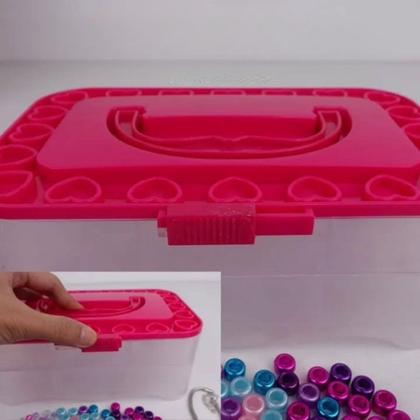 Imagem de Kit Miçangas Collection Conjunto Pulseira Colar Bijuteria Infantil Montar Porta Jóia Castela