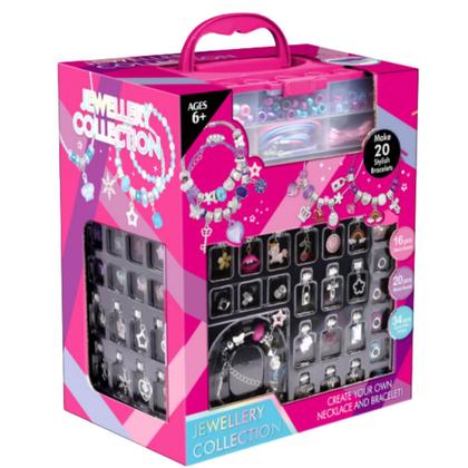 Imagem de Kit Miçangas Collection Conjunto Pulseira Colar Bijuteria Infantil Montar Porta Jóia Castela