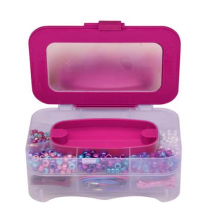 Imagem de Kit Miçangas Collection Conjunto Pulseira Colar Bijuteria Infantil Montar Porta Jóia Castela