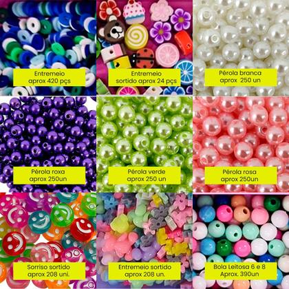 Imagem de Kit Miçangas Infantil Entremeio Letras Bolinhas Coloridas Fimo Maleta com 2900 Pçs Para Fazer Pulseira Colar Biju