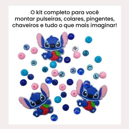 Imagem de Kit Miçangas Infantil para Montar Pulseiras Bolinhas letra  Maleta Bijuterias brinco presente