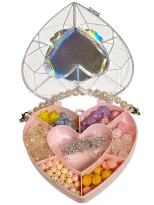 Imagem de Kit Miçangas Porta Bijuteria Biju Coração 90 Peças Toys Import